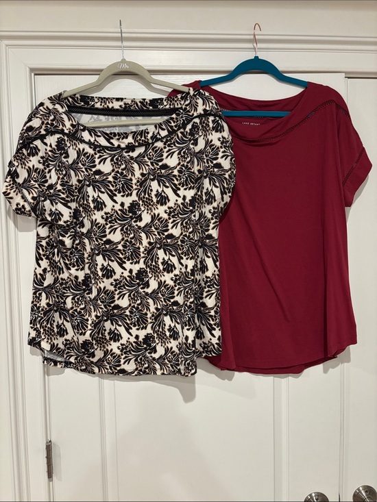 Lane Bryant Tops - Lane Bryant Burgundy & Printed Short Sleeve Tees - Size 14/16